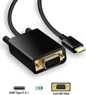 USB C to VGA Cable, CLDAY Type C to VGA Video Adapter 6FT 1080P Full HD Thunderbolt 3 Gen 1 Compatible MacBook Pro, Google Chromebook, Samsung S9 S8 Plus Note 8,LG G5 G6, HTC 10