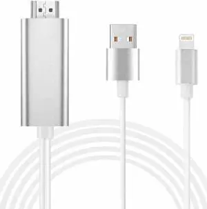 Compatible with iPad iPhone to HDMI Adapter iPhone to HDMI Cable 6ft Digital AV Adapter 1080p HD TV Connector Cord Compatible with iPhone X 8 7 6Plus iPad iPod to TV Projector Monitor