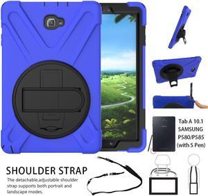 Samsung Galaxy Tab A 10.1 With S Pen Case Shockproof Cover Werleo Full-body Rugged Protective Case with Kickstand Hand Grip Strap and Shoulder strap Model SM-P580 SM-P585 Tablet Cover Skin for Kids
