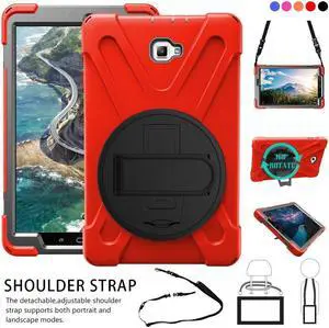 Samsung Galaxy Tab A 10.1 No Pen Case Heavy Duty Armor Shockproof Cover with Hands Strap Shoulder Strap and 360 Degree Stand for Samsung Tab A 10.1 SM-T580 T585 Protective Case For Kids Students