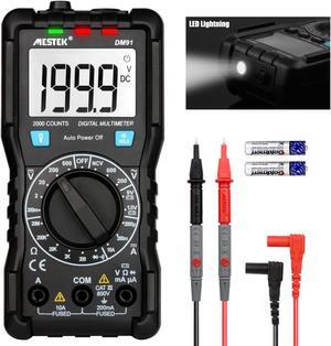 MESTEK Digital Multimeter AC DC Multimeters Current Voltage Auto-Ranging NCV Voltage Tester Amp Volt Ohm Hz Diode Resistance Meter with Battery Electric Test Lead Probes with LED Light & Backlight