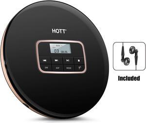 Portable CD Player HOTT Personal Compact Disc Player LCD Display with Stereo Earbuds Electronic Skip Protection Anti-Shock Function Black