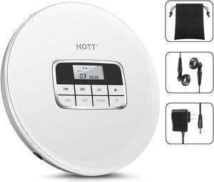 Portable CD Player HOTT Personal Compact Disc Player LCD Display with Stereo Earbuds Electronic Skip Protection Anti-Shock Function White