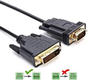 Werleo DVI to VGA DVI D 24+1 to VGA Cable Gold Plated 1080P DVI to VGA Digital Video Cable Adapter Converter with Chip for Laptop HDTV Projector PC Monitor