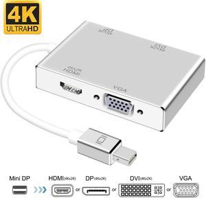 Werleo 4-in-1 Mini Display Port to VGA HDMI DVI DP Adapter 4K Mini DP Thunderbolt 4-in-1 Adapter Converter for MacBook Air MacBook Pro Microsoft Surface Pro 2 3