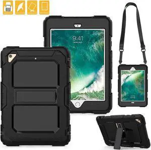 iPad Mini 4 Case Heavy Duty Tablet Case with Stand & Removable Shoulder Strap Shockproof 3 Layers Rugged Full Body Hard Cover Protective Case for Apple iPad Mini4 Model A1538 A1550