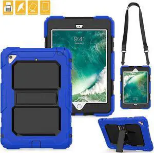 iPad Mini 4 Case Heavy Duty Tablet Case with Stand & Removable Shoulder Strap Shockproof 3 Layers Rugged Full Body Hard Cover Protective Case for Apple iPad Mini4 Model A1538 A1550