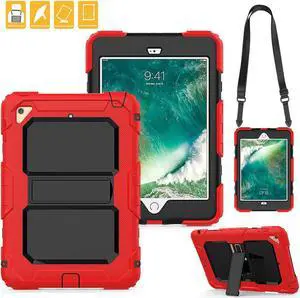 iPad Mini 4 Case Heavy Duty Tablet Case with Stand & Removable Shoulder Strap Shockproof 3 Layers Rugged Full Body Hard Cover Protective Case for Apple iPad Mini4 Model A1538 A1550
