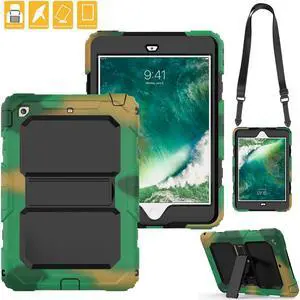 iPad Mini 4 Case Heavy Duty Tablet Case with Stand & Removable Shoulder Strap Shockproof 3 Layers Rugged Full Body Hard Cover Protective Case for Apple iPad Mini4 Model A1538 A1550