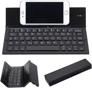 Portable Folding Bluetooth Keyboard Werleo Rechargeable BT Wireless Keyboard Foldable Mini Keyboard with Stand for IOS Android and Windows Smartphone Macbook Tablet