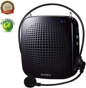 Portable Voice Amplifier  SHIDU Rechargeable Ultralight Voice Amplifier Waist Support MP3 Music Player for Tour Guides Teachers Coaches Presentations Costumes Black