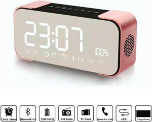 Werleo Bluetooth Speaker Portable Wireless Stereo Speaker with Alarm Clock FM Radio LED Display Micrphone Hands-Free Two Subwoofer Enhanced Bass Hi-Fi Surround for iPhone iPad Samsung Tablet PC Home