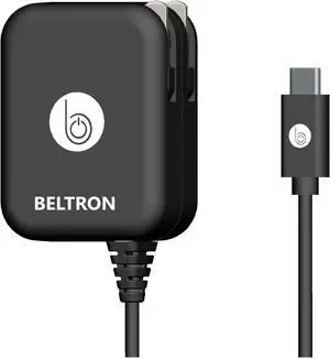 BELTRON Turbo Fast USB-C/Type C USB Wall Charger 5V / 3 AMP 30W with Built-in Cable (Compatible with: iPad Pro 3rd Generation & All Type C USB Devices) - Intertek ETL Certified - Retail Packaging
