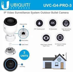 Ubiquiti Networks - UVC-G4-PRO-3 - Ubiquiti UniFi G4-PRO Network Camera - 3 Pack - H.264 - 3840 x 2160 - 3x Optical -