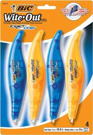 BIC Wite-Out Brand Exact Liner Correction Tape Non-Refillable 4/Pack WOELP418