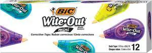 BIC Mini Correction Tape Non-Refillable 1/2 w x 26.2 ft Assorted WOTM11