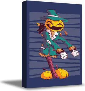 Awkward Styles Halloween Canvas Wall Art Pumpkin Scarecrow Home Decor Prints