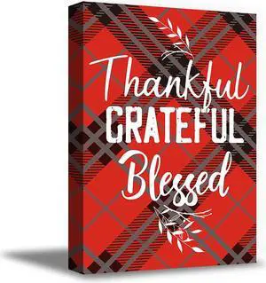 Awkward Styles Thanksgiving Canvas Wall Art Thankful Grateful Blessed Home Decor Prints