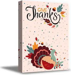 Awkward Styles Thanksgiving Canvas Wall Art Give Thanks Turkey Home Decor Prints