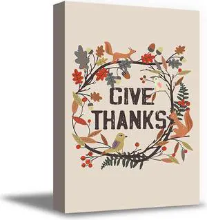 Awkward Styles Thanksgiving Canvas Wall Art Give Thanks Animals Home Decor Prints