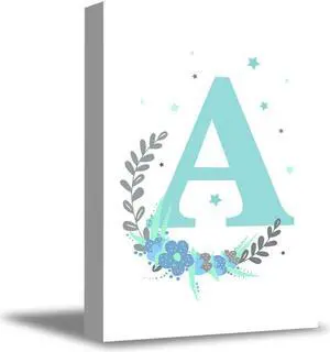 Awkward Styles Nursery Canvas Wall Art Blue Initial Letter A Home Decor Prints