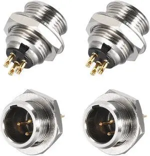 Mini 3 Pin XLR Male Socket Microphone Chassis Panel Mount Aviation Circular Connector 4Pcs