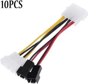 10pcs 4-Pin Molex To 3-Pin Fan Power Cable Adapter Connector 12V Computer Cooling Fan Cables For CPU PC Case Fan
