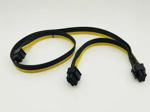 2Port PCI E PCI Express 6Pin Male to Dual 8Pin Male Adapter GPU Graphic Card PCIe Power Cable 18AWG 60cm+20cm Wire for BTC Miner