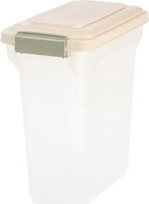 IRIS 15 Quart Airtight Pet Food Container, Almond