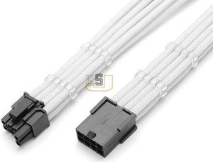 12" Single Sleeved White PCI-E GPU 8 Pin to 6+2 Pin PCI-E Power Extension Cable + 2PCS Cable Comb black