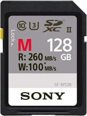 Sony M Series SDXC UHS-II Card 128GB, V60, CL10, U3, Max R277MB/S, W150MB/S (SF-M128/T2)