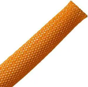HellermannTyton 170-03077 Braided Sleeving, Expandable, .5" Dia, PET, Orange, 500 ft/bulk reel