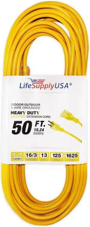 16/3 50 ft. SJTW Lighted End Heavy Duty Extension Cord