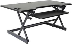 Rocelco Deluxe 46 wide Height Adjustable Standing Desk Riser with Extended Vertical Range Black