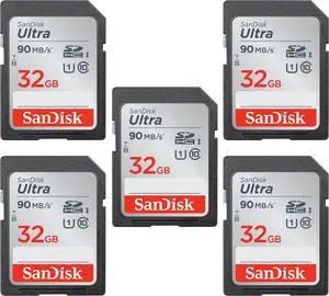 SanDisk Kit of Qty 5 x Sandisk Ultra 32GB SDHC SDSDUNR-032G-GN6IN Card with Plastic Cases