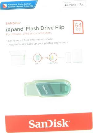 SanDisk SDIX90N-064G-GN6NN MAG 64GB USB 3.1 Lightning iXpand Flash Drive Flip Silver/Blue
