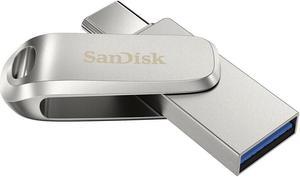 SanDisk SDDDC4-128G MCB 128GB USB 3.1 Dual A+C Flash Drive r150MB/s SanDisk Ultra Luxe Silver Premium Metal Design Swivel Bulk RFB
