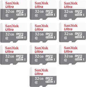 SanDisk Kit of Qty 10 x SanDisk Ultra 32GB microSDHC SDSQUNR-032G-GN3MN with Cases