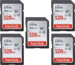 SanDisk Kit of Qty 5 x SanDisk Ultra 128GB SDXC SDSDUNR-128G-GN6IN with Cases