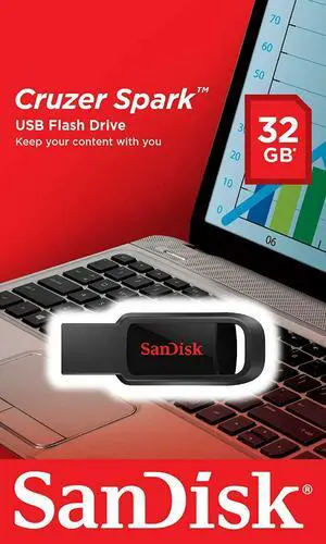 SanDisk SDCZ61-032G-G35 CCH 32GB USB 2.0 Flash Drive r15MB/s w5MB/s SanDisk Cruzer Spark Black/Red Retractable