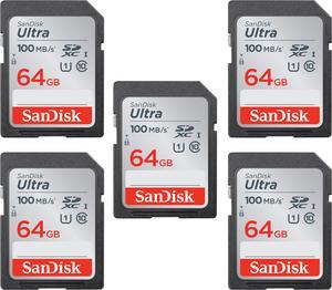 SanDisk Kit of Qty 5 x SanDisk Ultra 64GB SDXC SDSDUNR-064G-GN6IN with Cases