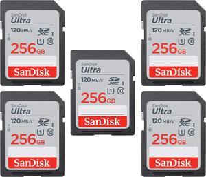 SanDisk Kit of Qty 5 x SanDisk Ultra 256GB SDXC SDSDUN4-256G-GN6IN with Cases