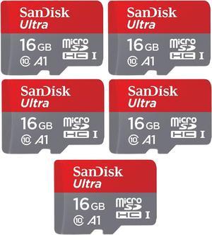 SanDisk Kit of Qty 5 x SanDisk Ultra 16GB microSDHC SDSQUAR-016G-GN6MN with 1 USB Reader