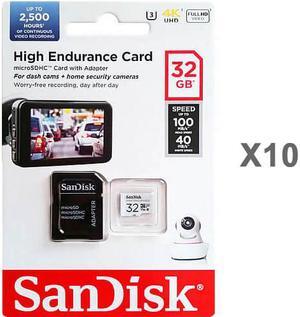 SanDisk Kit of Qty 10 x SanDisk High Endurance 32GB microSDHC SDSQQNR-032G-GN6IA