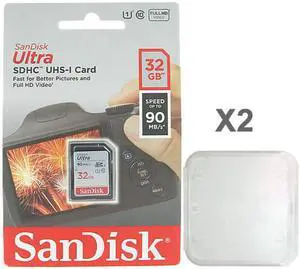 SanDisk Kit of Qty 2 x SanDisk Ultra 32GB SDHC SDSDUNR-032G-GN6IN with Cases