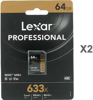 Lexar Kit of Qty 2 x Lexar Professional 64GB SDXC LSD64GCB633