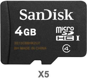 SanDisk Kit of Qty 5 x SanDisk 4GB microSDHC SDSDQAB-004G