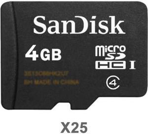 SanDisk Kit of Qty 25 x SanDisk 4GB microSDHC SDSDQAB-004G