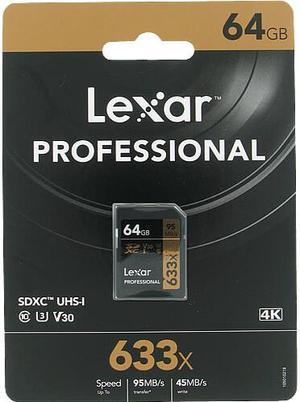 Lexar LSD64GCB633 CVK 64GB 9pin SDXC r95MB/s w45MB/s C10 U3 V30 UHS-I Lexar Professional SDXC Memory Card w/out Adapter
