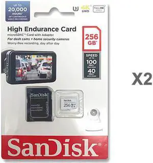 SanDisk Kit of Qty 2 x SanDisk High Endurance 256GB microSDXC SDSQQNR-256G-GN6IA
